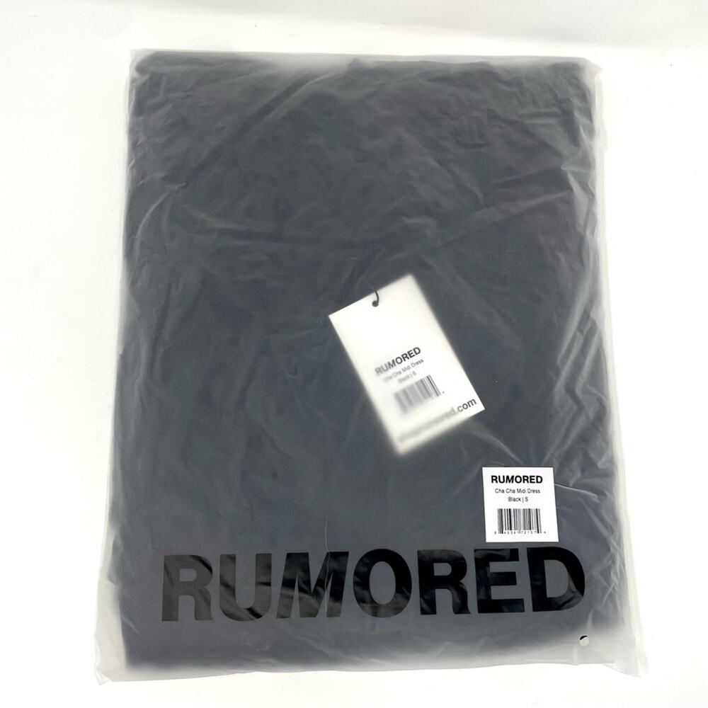 NEW Rumored Dot Ruffle Tiered Cha Cha Midi Dress in Black Women's Small $128 - Picture 9 of 12